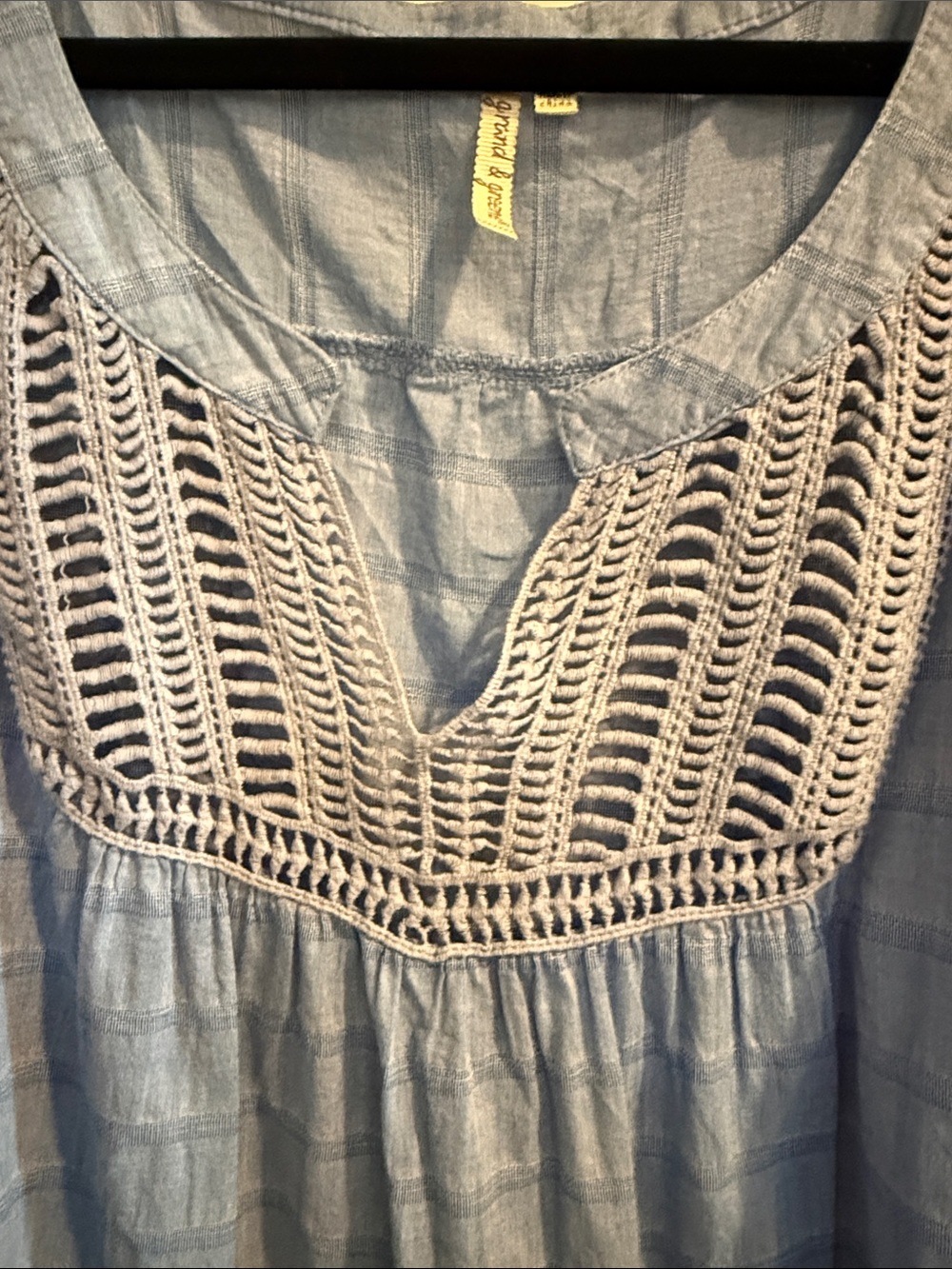 grand & greene Light Blue Crochet-Yoke Tunic Top - Picture 3 of 5